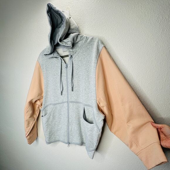 NWOT Stella McCartney x Adidas Heather Gray Peach Hoodie Zip Sweater L - Picture 2 of 16